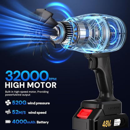 Turbodry 13000RPM Cordless Car Dryer & Turboglass Blower – Dual Batteries, Fast Charging, Lightweight Air Blower for Patio Lawn Care Blowing Leaves Dust Snow Cleaning Camping Automotive