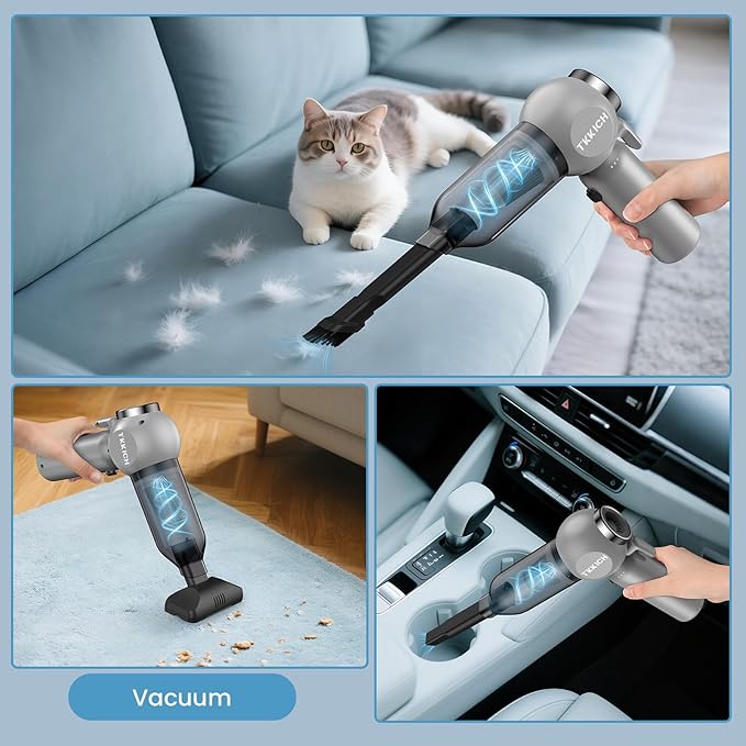 Car Vacuum Portable Cordless,3 Suction Modes,Portable Mini Cordless Cleaner with 18000pa Suction Power,Type-C Charge,7 in 1 mini Handheld Vacuum for Home,Car, Office Desk, Keyboards