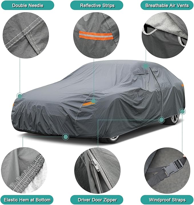 Premium Car Cover Custom Fit GMC Yukon (2006-2025), not fit Yukon XL, 16 Layers Heavy Duty Car Cover Waterproof All Weather with Zipper Door for Sun Rain Snow Dust Uv Protection
