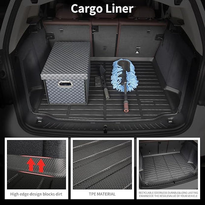 Wayhigh-All Weather Floor Mats and Cargo Mat Set Fit for Toyota 4Runner 2025 5-Seater(Not for Hybrid/EV) TPE Car Mats with Backrest Mat Heavy Duty Rubber Floor Liners for 4Runner 2025 Accessories