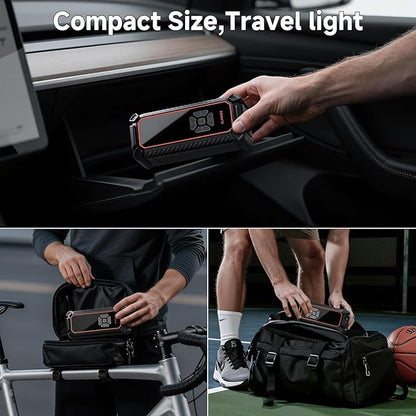 OlarHike Cordless Tire Inflator Portable Air Compressor, Ultra Fast Inflation, Air Pump for Car Tires, Pickup Truck, Motorcycle, Bicycle, Balls, Electric Pump with LED Light & Digital Pressure Gauge