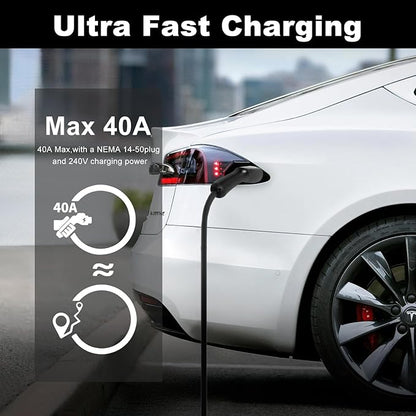 Best Volt Electric Vehicle Portable Charger for Tesla,ETL Certified,25ft Fast Charging, IP65 Waterproof, Compatible with Model 3/X/Y/Cyber Truck,No Adapter Needed (Nema 14-50 240V/40A, Black)