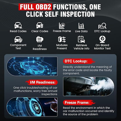 BOSSCOMM IF740 OBD2 Scanner, 4 Systems ABS/SRS/Transmission/Check Engine Code Reader Scan Tool with Oil＆Throttle Resets, Car Scanner Diagnostic Tool for All Cars, Easy to Use, Lifetime Free Update