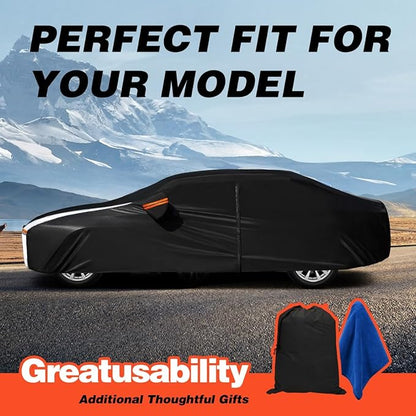 BMW 3 Series Car Cover 100% Waterproof All Weather, Gift with Towel, 10 Layers Sedan Car Cover Custom Fit 2005-2025 BMW 320i/325i/328i/330i/335i, Outdoor Covers Rain Sun UV Protector with Door Zipper.