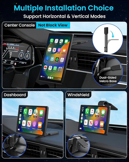 8” Wireless Apple CarPlay Screen for Car with Android Auto & 1080P Backup Camera, Rotatable Touchscreen Car Stereo, Vertical & Horizontal Mode, Bluetooth, GPS Navigation, Mirror Link