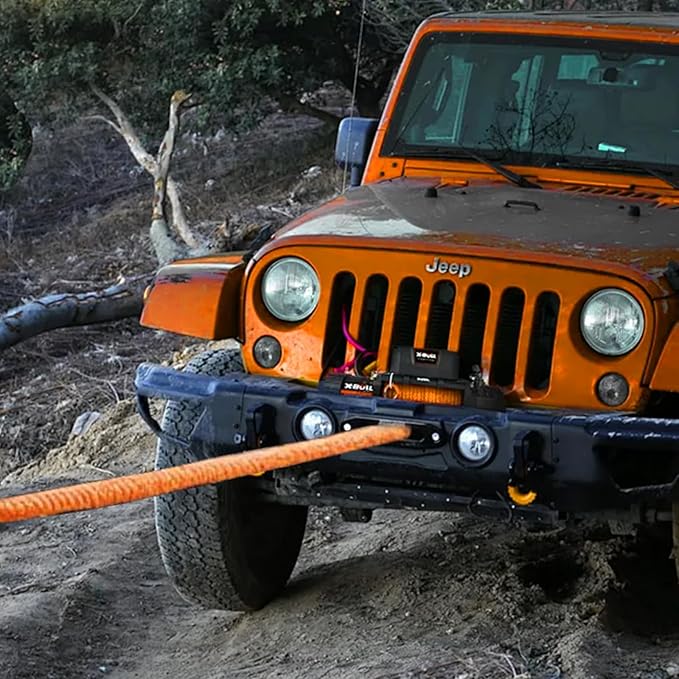Kinetic Recovery Tow Rope, 48000LBS Snatch Strap (1" x 30ft) with Soft Shackles, Extreme Duty 30% Elasticity Energy Offroad Towing Straps Kit for Car Jeep Trucks SUV UTV ATV Tractor - Orange