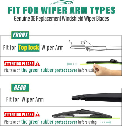 24" 24" 10" Windshield Wiper Blades Replacement for Toyota Sequoia 2023 2024 Premium All Weather Front Rear Wipers Set - OEM Quality (Pack of 3)