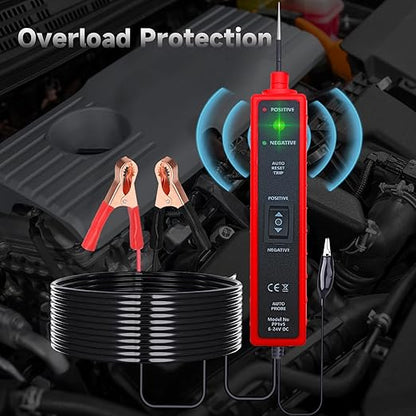 Automotive Car Circuit Tester 12V 24V DC Power Probe Tester with Overload Protection 12V Short Circuit Finder with Test Light for Continuity Testing Grounding Checking