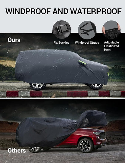 Proadsy 2025 Upgrade Car Cover Custom Fit for 2024 2025 Kia EV9, Waterproof All Weather for Automobiles, Full Exterior Cover Rain Snow Sun Protector Indoor Outdoor Car Cover