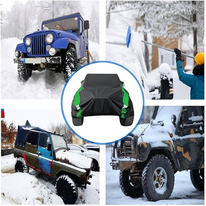 Avecrew for Jeep Wrangler Cover Waterproof 4 Door, All Weather for Jeep Rain Cover for Automobiles, Outdoor Full Exterior for Jeep Covers Fits JK JL TJ YJ CJ （Green）