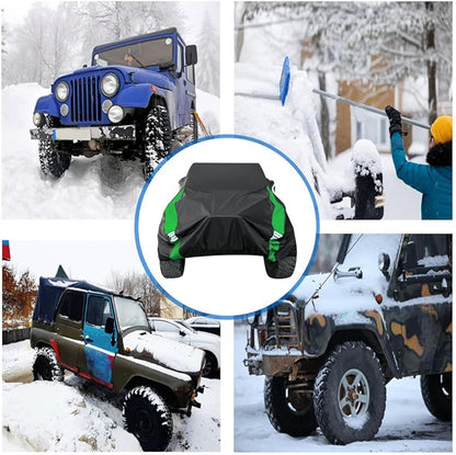 Avecrew for Jeep Wrangler Cover Waterproof 4 Door, All Weather for Jeep Rain Cover for Automobiles, Outdoor Full Exterior for Jeep Covers Fits JK JL TJ YJ CJ （Green）