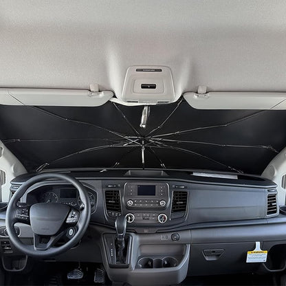Umbrella Sunshade for Ford Transit 150 250 350 Accessories 2015-2023 2024 2025, Foldable Windshield Cover Sun Shade Umbrella Visor with UV Block Windshield (for Ford Transit 2015-2025)