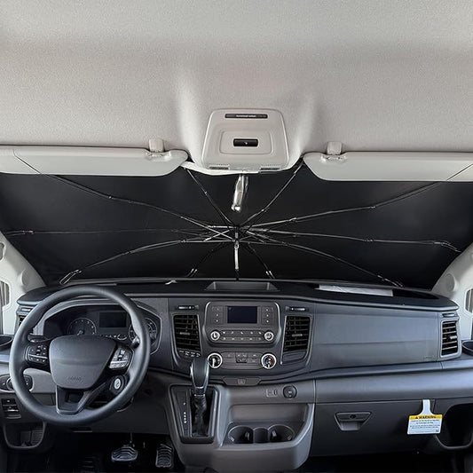 Umbrella Sunshade for Ford Transit 150 250 350 Accessories 2015-2023 2024 2025, Foldable Windshield Cover Sun Shade Umbrella Visor with UV Block Windshield (for Ford Transit 2015-2025)