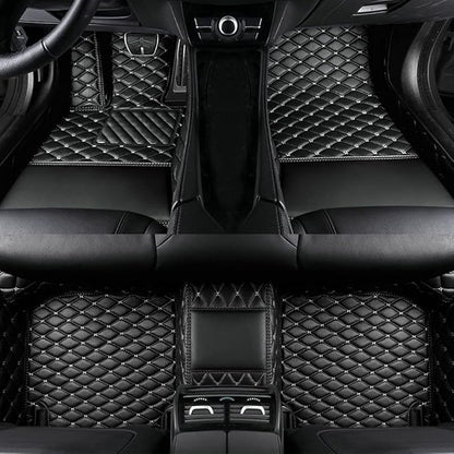 Custom Colors Car Floor Mats Black Pink for 99.9% Sedan SUV Sports， All-Weather Liners Car Floor mat，Luxury Leather Automotive Floor Mats (Black White,3D Floor Mats)