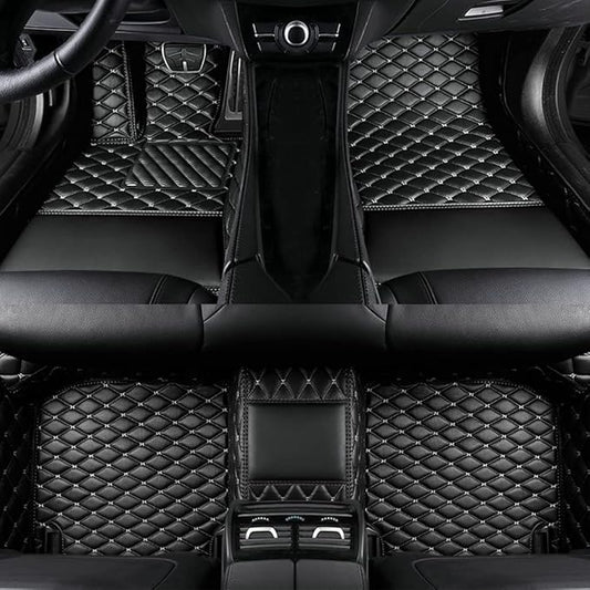 Custom Colors Car Floor Mats Black Pink for 99.9% Sedan SUV Sports， All-Weather Liners Car Floor mat，Luxury Leather Automotive Floor Mats (Black White,3D Floor Mats)