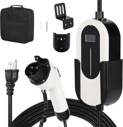 Level 1 EV Charger, 15A 110V Voltage, NEMA 5-15 Plug, 25ft Cable, Adjustable Current/Delay Timer, SAE J1772 Listed Portable Electric Car Charger for Indoor/Outdoor Use