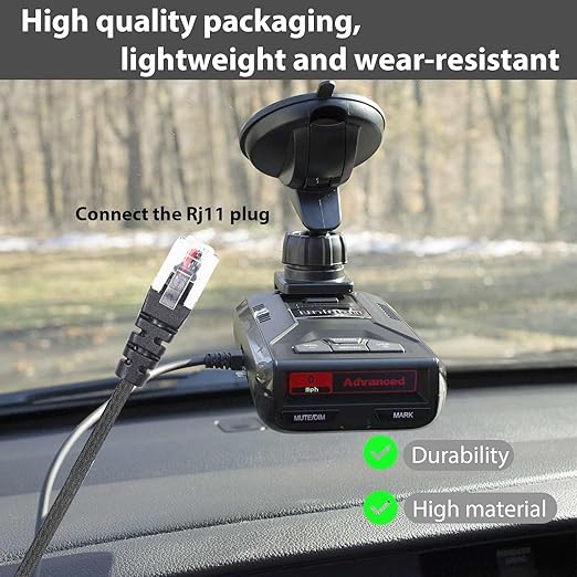 RJ11 Power Cord for Radar Detector,Replacement for Escort Radar 9500i,MAX360,Cobra,Radenso XP SP,for Uniden R1 R3 R4 R7 R8,Beltronics Vector RX65 STI,Valentine 1 Gen 1 Gen 2 etc.