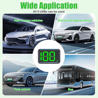 GPS Digital Speedometer for Car MPH, Universal HUD Speed Meter with LED Large Font Head Up Display Car Accessories with USB Cable Plug Play for Truck Motor SUV Golf Cart All Vehicles (X1 Speedometer)