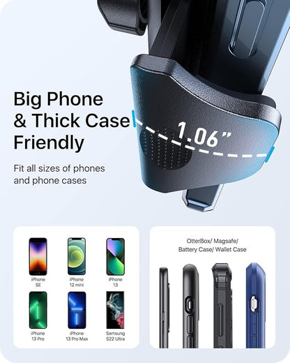 andobil Car Phone Holder Mount (Bumpy Roads Friendly) Military-Grade Phone Holders for Your Car Dashboard Windshield Air Vent Cell Phone Car Mount for iPhone 16 Pro Max 15 14 13, Samsung Silver