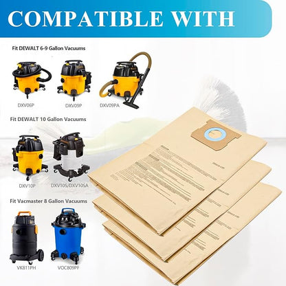 12 Pack DXVA19-4101 Dust Bag Compatible with DEWALT 6-10 Gallon DXV06P DXV09P DXV09PA DXV10P DXV10PL DXV10S DXV10SA DXV10SB Wet/Dry Vacuum Cleaners
