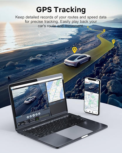 GKU Dash Cam Front and Rear, 3.18'' Touchscreen, 4K+1080P Dashcam, Built-in GPS, 5.8GHz WiFi Dash Camera for Cars with 24H Parking Monitor, Night Vision, WDR, Supports 512GB Max