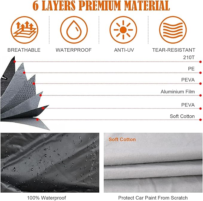 Waterproof Car Cover Compatible with Chevrolet Chevelle Malibu SS Sedan/Coupe 1964-1967 1968-1972 210T All Weather Classic Car Covers with Zipper Door for Snow Rain Dust Protection