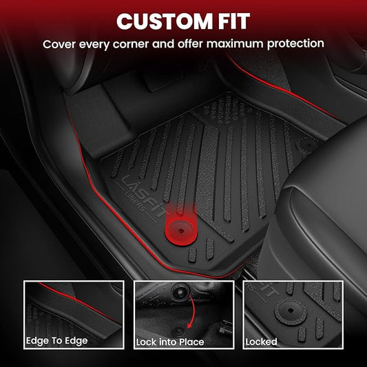 LASFIT Floor Mats Custom Fit for Volkswagen Jetta 2011-2018 (Not Fit for Jetta SportWagen), All-Weather Protection TPE 1st & 2nd Row Car Liners for VW Accsessories, Black Odor-Less Easy to Clean