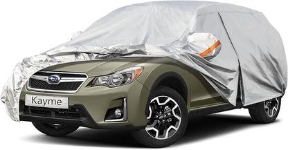 Kayme 6 Layers SUV Car Cover Custom Fit for Subaru Crosstrek (2017-2025) Waterproof All Weather for Automobiles, Outdoor Full Cover Rain Sun UV Protection.Silver