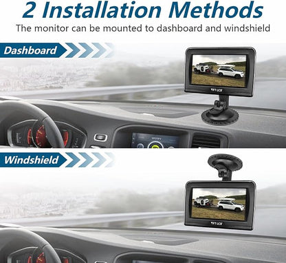 Magnetic Wireless Backup Camera with 4.3'' Monitor, Rechargeable Battery Powered Backup Camera System for Car, Trucks, RV, Trailer, Camper, IP68 Waterproof, Super Night Vision(MS-343)