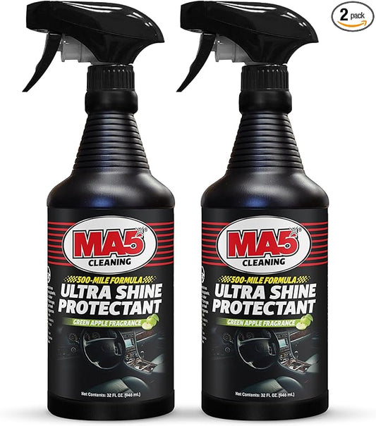 MA5X Ultra Shine Protectant | Car Interior Cleaner | Multi-Surface Car Interior Protectant with Green Apple Scent | UV Resistant | 32oz Spray Bottle | Pack of 2