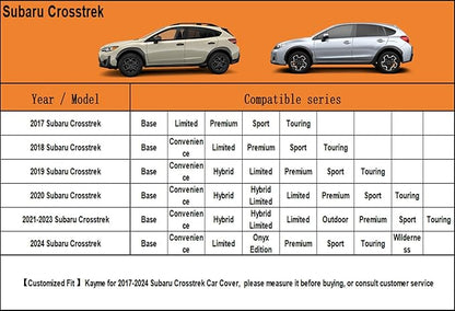 Kayme 7 Layers SUV Car Cover Custom Fit for Subaru Crosstrek (2017-2025) Waterproof All Weather for Automobiles, Outdoor Full Cover Rain Sun UV Protection.