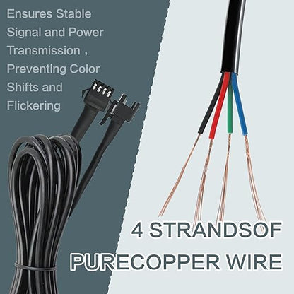 12 Pcs 4 Pin RGB Extension Cable RGB Wire for Motorcycle LED Light Underglow Kit, Compatible with ATV Car Trucks Rock Lights & Neon Strips (60 Inch)