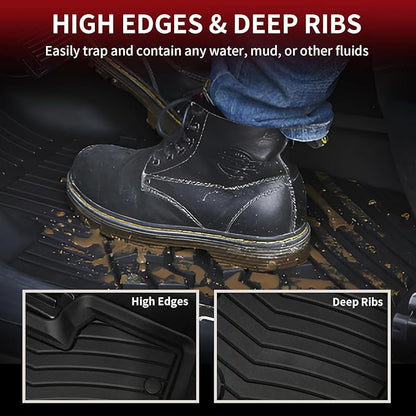 LASFIT Floor Mats & Cargo Mat for Mercedes Benz GLC 2016-2022 GLC300 / GLC350e / GLC43 AMG / GLC63 AMG / GLC63 AMG S (Not Fit Coupe), Fit All Weather TPE Floor Liners, 1st & 2nd Row and Trunk Mat