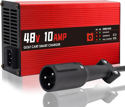 48V 10AMP Club Car Golf Cart Battery Charger for 48 Volt Golf Carts Lead-Acid Battery Smart Charger with 3-Pin Round Plug
