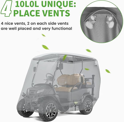 10L0L Heavy Duty Golf Cart Cover for 2/4 Passengers EZGO, Club Car and Yamaha, All Weather Outdoor Protection Weatherproof