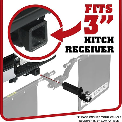 Rock Tamers 3" Official Mudflap System 00112 - 3" Hitch Receiver, Check Measurements - Hitch Mounted Mud Flaps to Protect What You Tow - Removeable and Adjustable - Black/Stainless Steel - 1 System