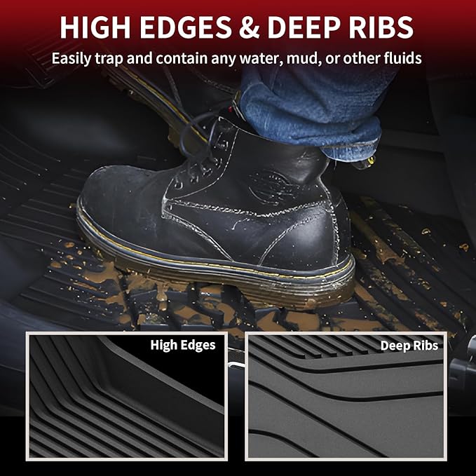 LASFIT Premium Extra Thick Floor Mats Fit for Tesla Model S & Model S Plaid 2025 2024 2023 2022 2021, Custom Fit TPE All Weather Floor Liners 1st & 2nd Front Rear Row Car Mats, Black