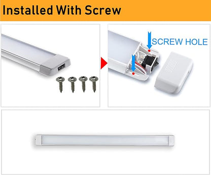 LED Interior Utility Light Fixture 34.2" x 2.6", High Lumen-Output Low Current Draw Energy Efficient, Frosted Lens 6000K Cool-White Even Diffused Beam, On/Off Rocker Switch 12V-24V DC, 1-Pack