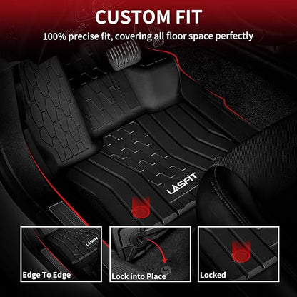 LASFIT Floor Mats Fit for Lincoln Continental 2020 2019 2018 2017, All Weather Floor Liner TPE Custom Fit Car Mats for Lincoln Continental 1st & 2nd Row Rubber Mats, Black,Tasteless