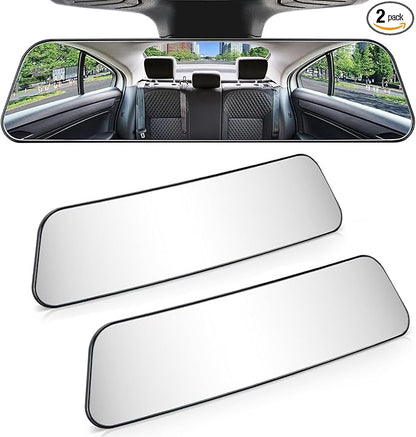 JOYTUTUS Rearview Mirror, 2 pack 12 Inch Panoramic Interior Clip-on Wide Angle Convex Rear View Mirror, Reduce Blind Spot Effectively for More Car SUV Trucks -Clear