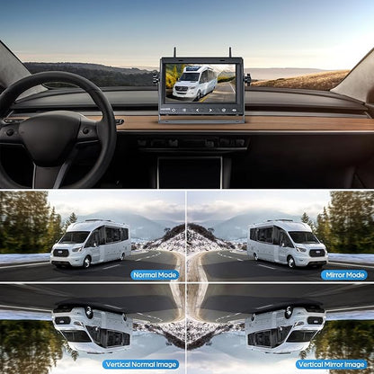 Magnetic Solar Wireless Backup Camera No Installation VASTEND 1080P 7'' RV Backup Camera with 10000mAh Rechargeable Battery for Box Truck Trailer Camper Car Caravan Rearview Reversing Camera (VS-7A)