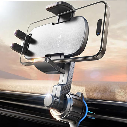 LISEN Phone Mount for Car Vent [Never Blocking] Rotatable Car Phone Holder Air Vent Clip 2024 Hands Free Cell Phone Car Mount for iPhone 15 Pro Max Plus 14 13 12 Samsung Android, Silver