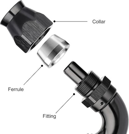 EVIL ENERGY 12AN 120 Degree PTFE One Piece Full Flow End Hose Fitting Aluminum Black