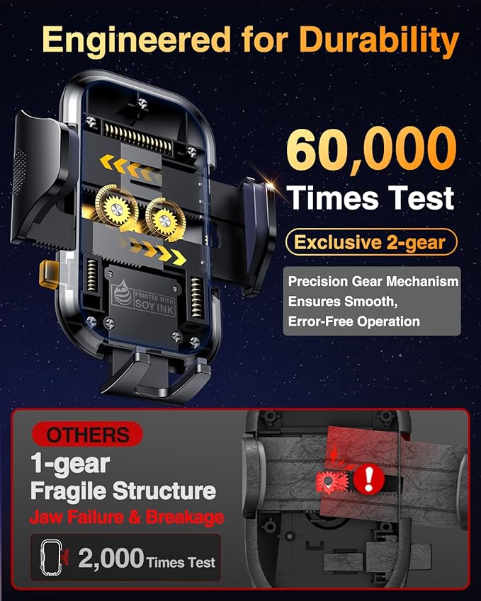 VANMASS 2025 【True Military-Grade】 Phone Holders for Your Car 【65 LBS Strongest Suction & Clip】 Ultimate Cell Phone Mount Dashboard Window Vent for iPhone 16 Pro Max 15 14 13 Samsung Android