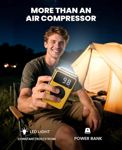 Tire Inflator Portable Air Compressor, Dual Pressure-150PSI High Pressure Mode & 4.0 kPa Large Volume Mode For Car, Bicycle Tires, Air Mattresses and Inflatables
