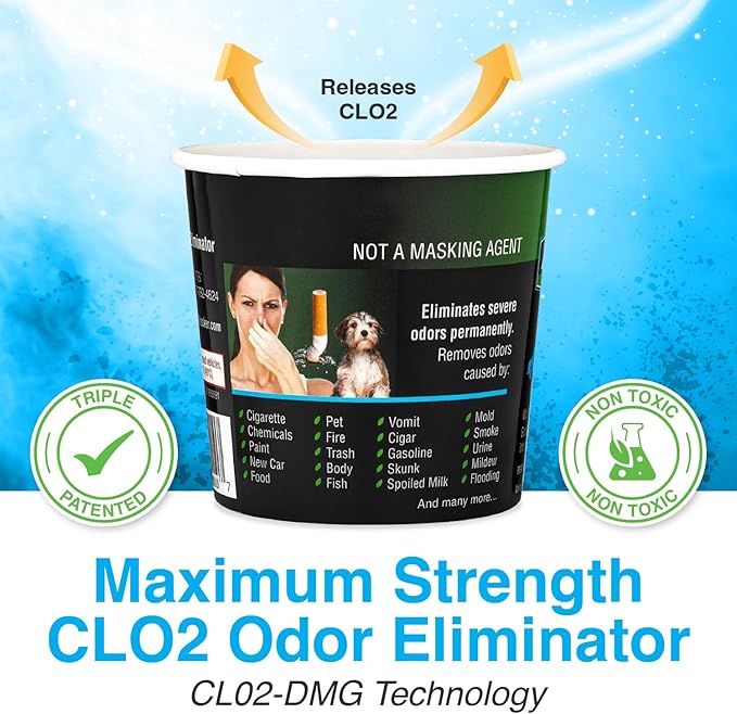 Auto Shocker Strong Car Odor Eliminator, Eco-Friendly ClO2 Odor Remover for Tough Odors in Vehicle Interiors, Up to 250 Cubic Feet (2-Pack)