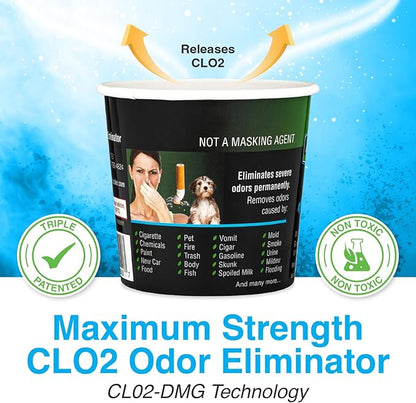 Auto Shocker Strong Car Odor Eliminator, Eco-Friendly ClO2 Odor Remover for Tough Odors in Vehicle Interiors, Up to 250 Cubic Feet (2-Pack)