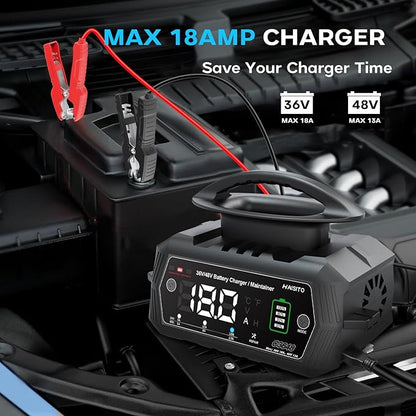 Golf Cart BatteryCharger 36V 18A and 48V 13A Trickle BatteryCharger,36 Volt Golf Cart Charger,for EZGO TXT Text with Powerwise,Lithium, LiFePO4, Lead-Acid AGM/Gel/SLA..BatteryCharger,D Style Plug