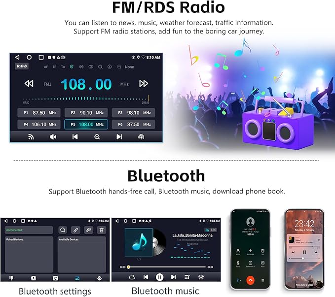 SIXTOP 2+64G Android Car Stereo for Hyundai Tucson IX35 2010-2015 Carplay Android Auto Upgrade Radio 10 inch Touch Screen Bluetooth GPS Navigation Mirror Link 26UI FM RDS WiFi SWC+ AHD Camera & MIC