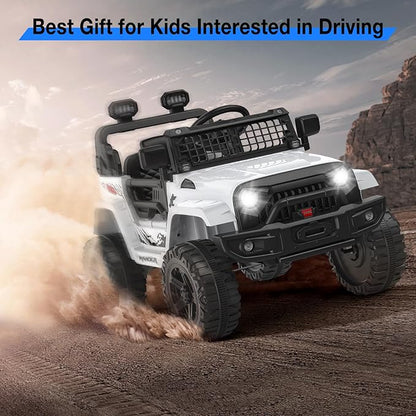 12V Kids Electric Ride On Truck Car w/Parent Remote Control, Spring Suspension, LED Lights & AUX Port | Outdoor Ride Toy for Boys Girls